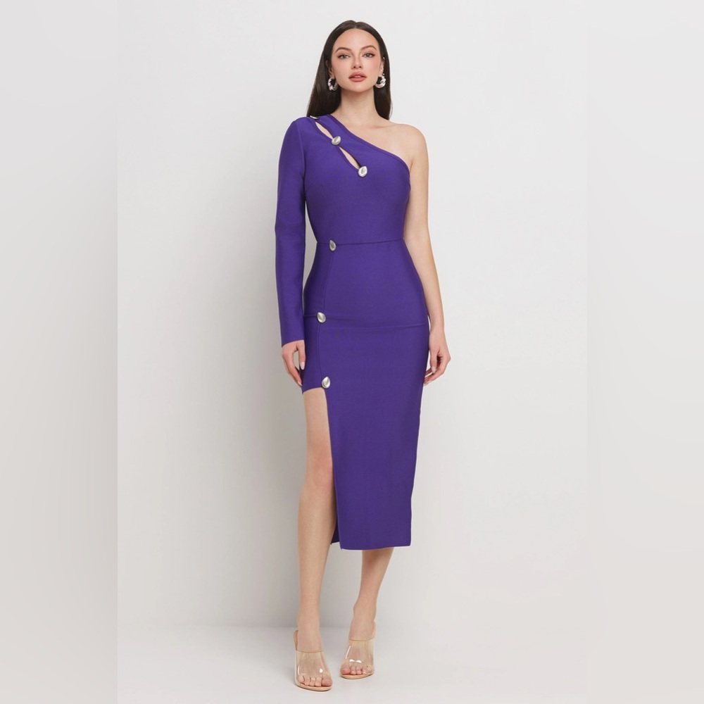 ONE SHOULDER CUT OUT MIDI DRESS